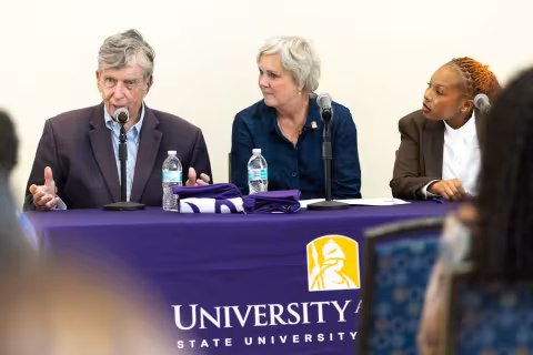 Senator Breslin, Sheila Seery and Ariel Greene,