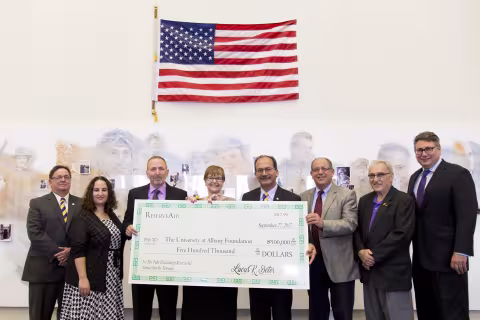 Hany Shawky at the check presentation ceremony of ReserveAid's $500k donation to the Polly Weidenkopf ReserveAid Scholarship for Veterans.