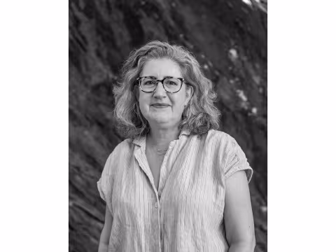 Poet Marcella Durand in black in white
