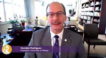 President Rodríguez offers a video welcome prior to the start of the virtual gaming exhibition.