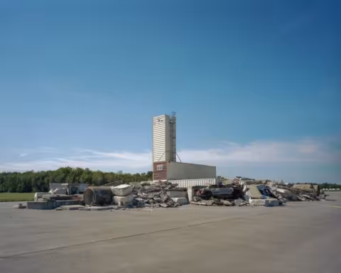 Building and a parking lot.
