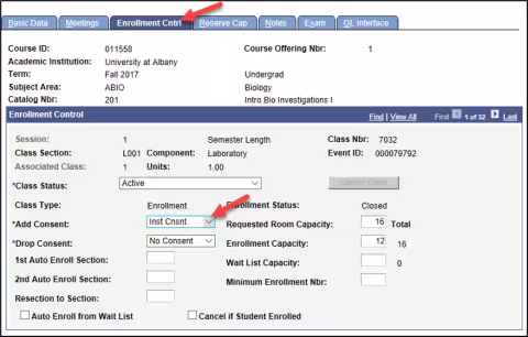 A screenshot of the PeopleSoft page, showing the actions described above in Step 4.