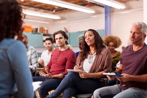 Adult students in a classroom