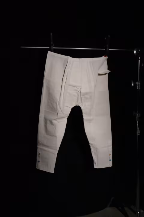 A man's white linen pants.