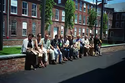Class posing together on the trip to Massachusetts