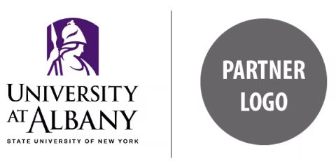 Example of how to format a partner logo with the Formal UAlbany Logo