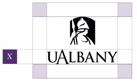 Example of safe usage guidelines for the UAlbany logo