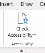 Screenshot of the Powerpoint interface showing the "Check Accessibility" button