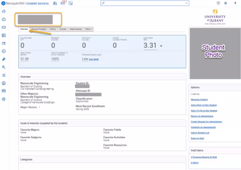 An EAB Navigate screenshot that shows the instructions described in the text immediately above the image.