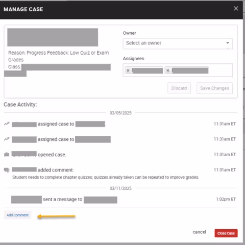An EAB Navigate screenshot that shows the instructions described in the text immediately above the image.