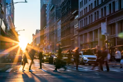 People walking on city streets