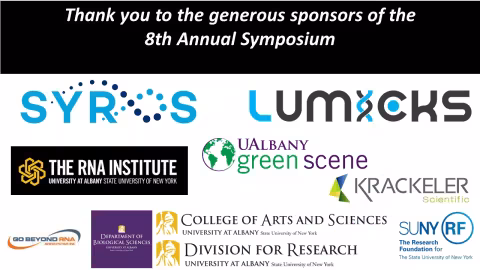 2022 RNA Institute Annual Symposium Sponsors. Access detailed alternative text directly below photo. 