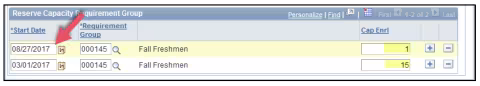 A screenshot of the PeopleSoft page, showing how to add a second future dated row, as described above.