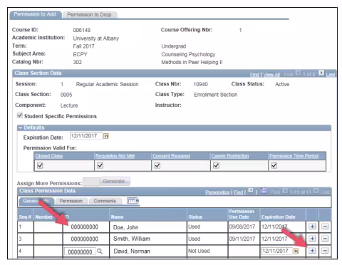A screenshot of the PeopleSoft page, showing the actions described above in Step 11.
