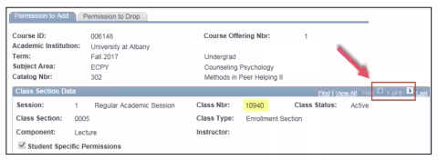 A screenshot of the PeopleSoft page, showing the actions described above in Step 9.