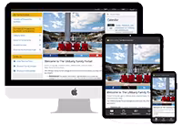 UAlbany Family Portal homepage rendered on various devices.