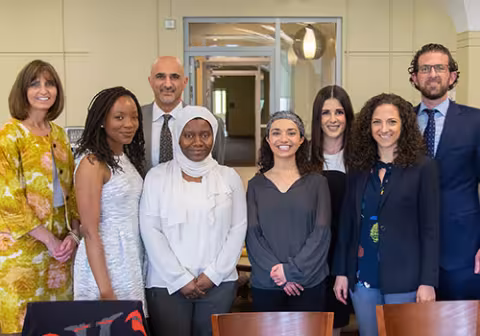 The 2019 Massry Fellows pose for a picture on UAlbany's campus.