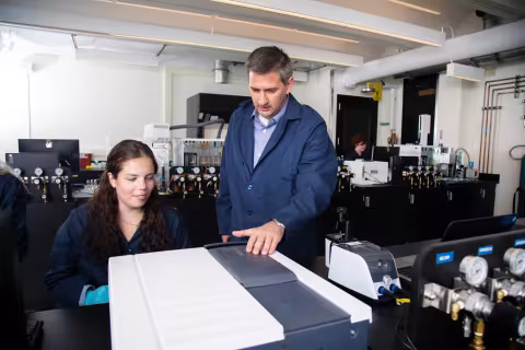 Researchers working in the UAlbany Forensic Chemistry lab
