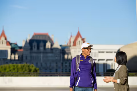 UAlbany students on Empire State Plaza