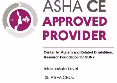 This image is a brand block for ASHA used for continuing education approval.