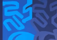 Graphic shapes in shades of blue.