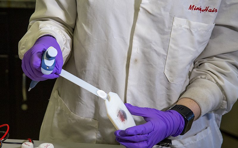 Student working in Halamek Lab