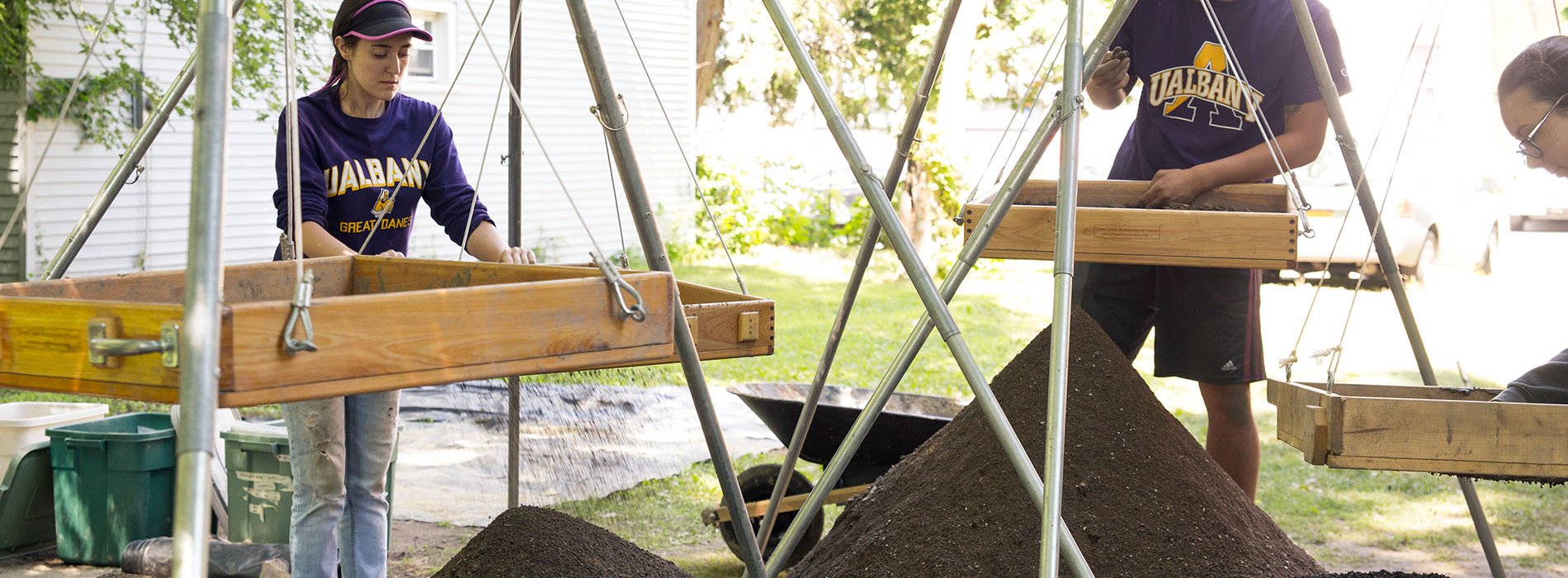 Students participating in Archeology Field School
