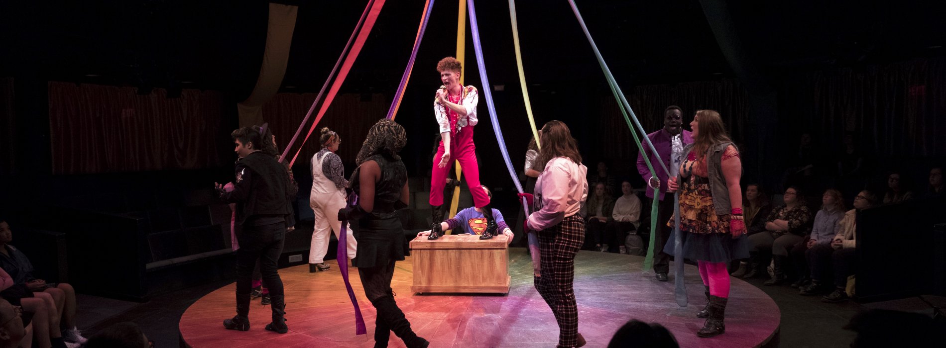 The UAlbany Theater Department production of Godspell on October 18, 2018 at the Performing Arts Center's Arena Theater. (photo by Patrick Dodson)