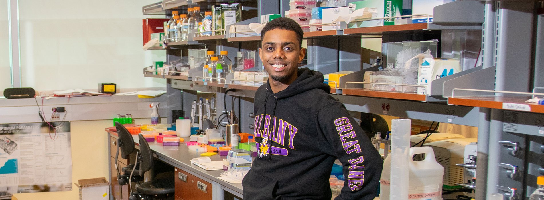 Stephon Charles in the lab where he is works as a researcher