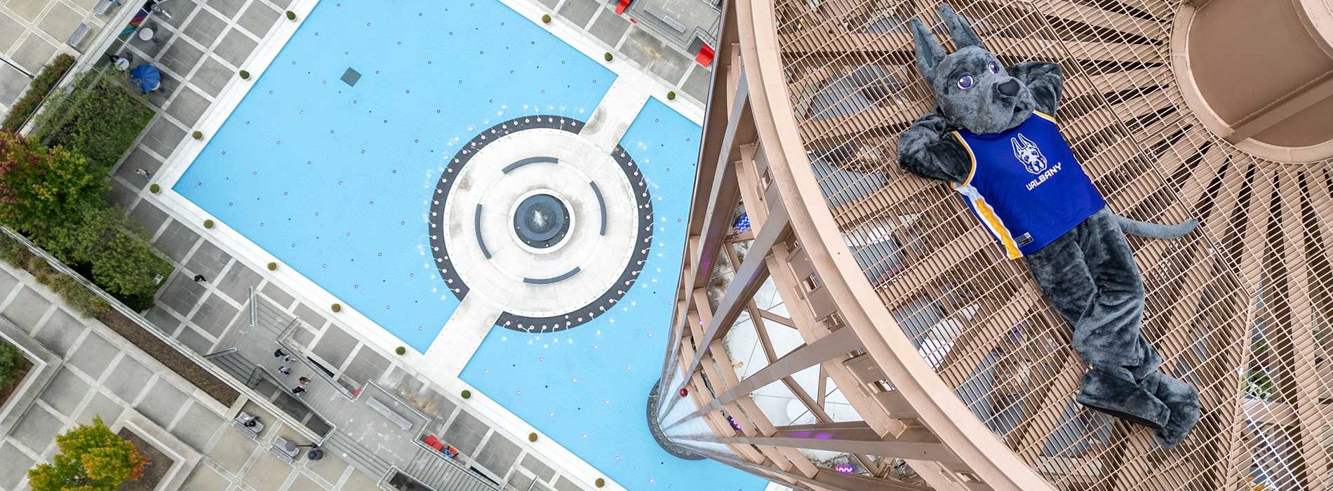 Damien laying on top of the Carillon.