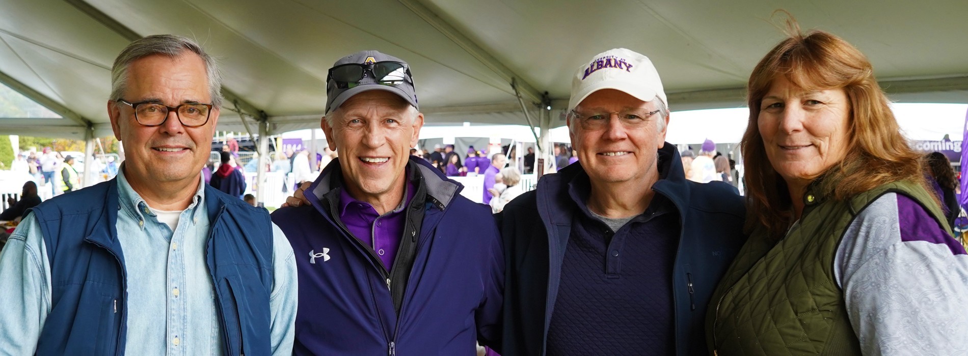 A group of UAlbany alumni from the 1980's attend UAlbany's Great Dane Pregame.