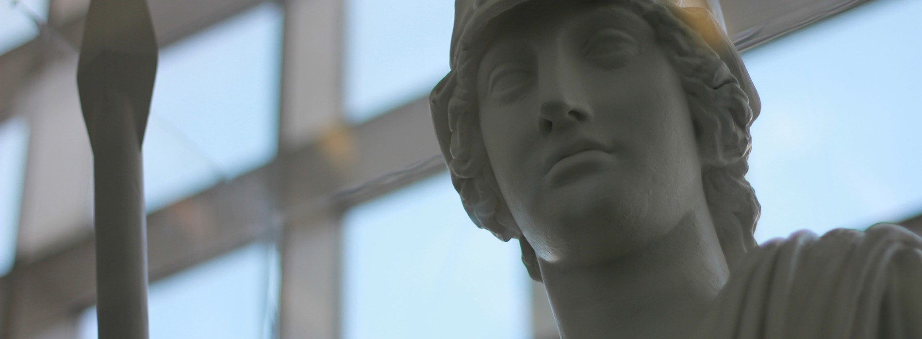 A plaster statue of Minerva, the Roman goddess of wisdom and UAlbany's symbol of excellence.