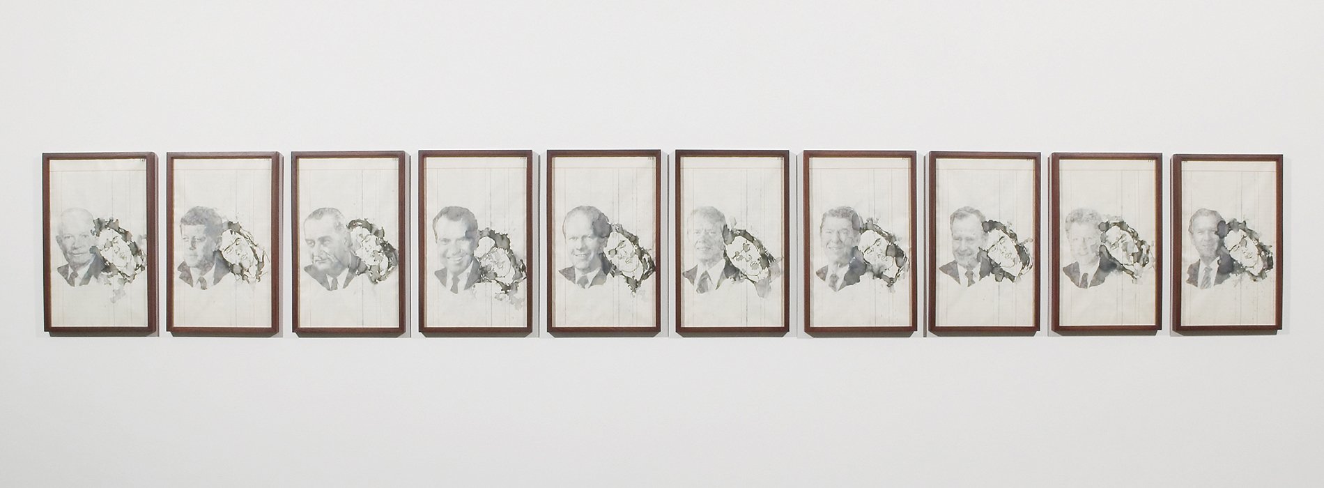 framed pencil drawings of presidents