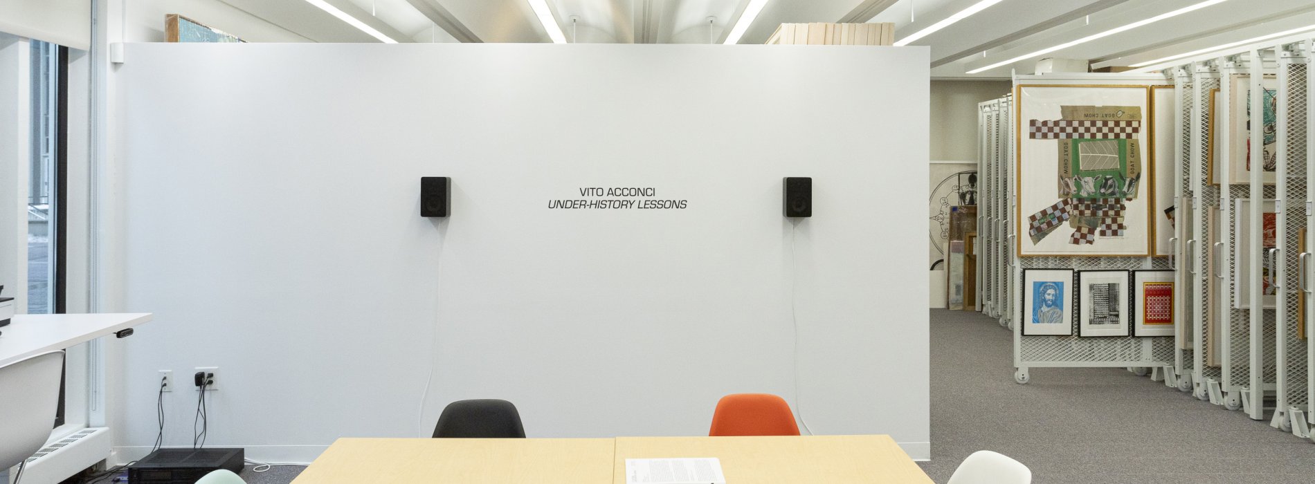 Vito Acconci Under History Lessons with speakers left to right
