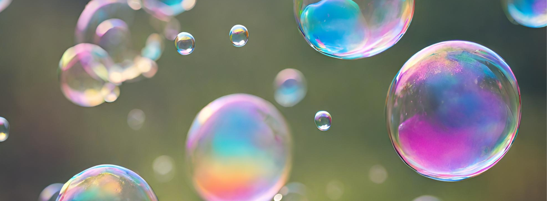 AI generated image of soap bubbles floating in the air.