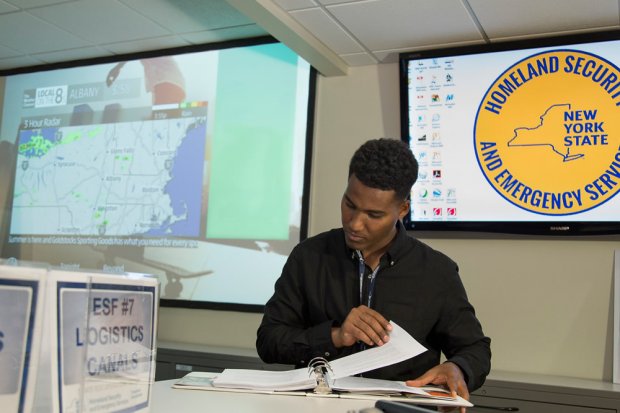 Student working in Homeland Security office