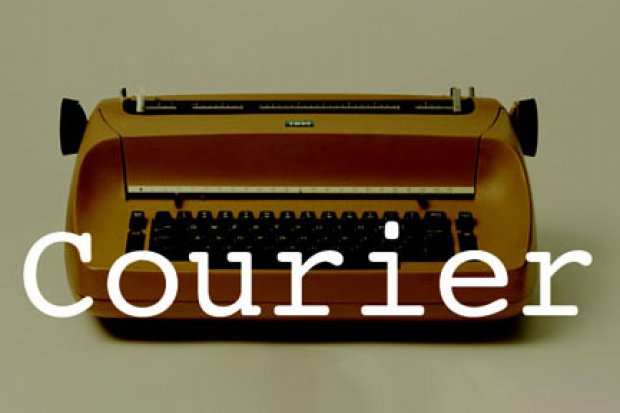 Courier font text with typewriter next to it