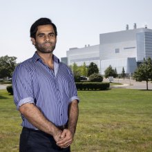 Ali Ropri standing in front of UAlbany Health Sciences Campus