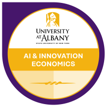 AI & Innovation Economics microcredential badge.