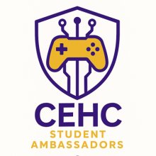 CEHC Student Ambassadors - badge with joystick type controller in the middle.