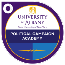 Digital badge for Political Campaign Academy.