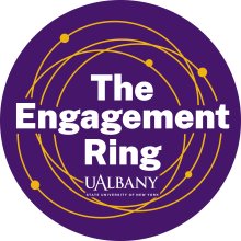 The logo for The Engagement Ring, a podcast from UAlbany's Office for Public Engagement.