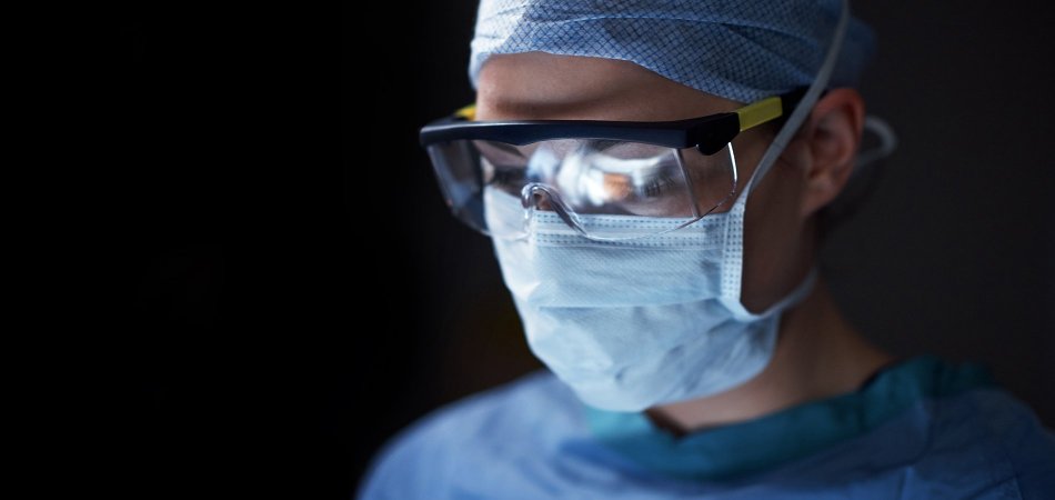 Woman in a surgical mask