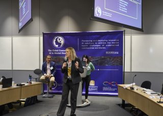 Dr. Amy Nitza discussing about PFA AI Model in collab with IBM at GCAIMH Summit.