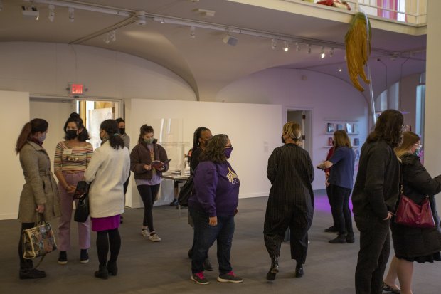 Visitors in the museum space