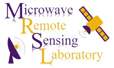 A purple and gold logo featuring illustrations of a satellite and satellite dish and the words, 'Microwave Remote Sensing Laboratory."