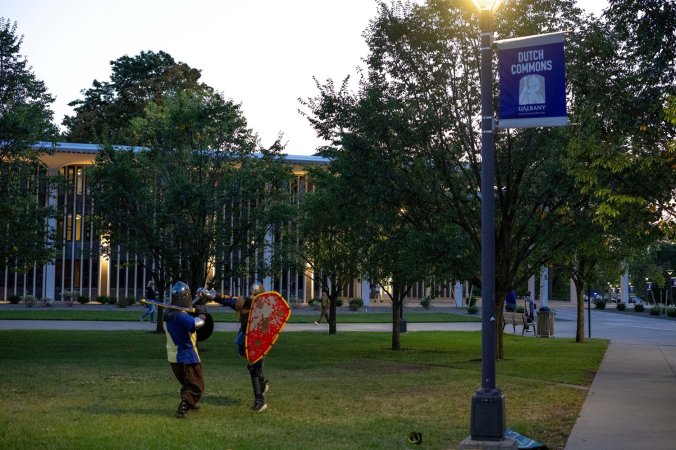 The Living History Club convenes for fencing and heavy fighting at Dutch Commons.