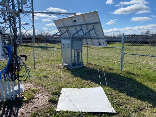A sonic ranging sensor is used to measure snow depth in Buffalo. N.Y.