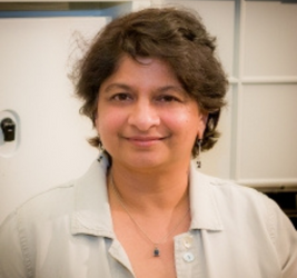 A portrait of Sudha Chaturvedi.