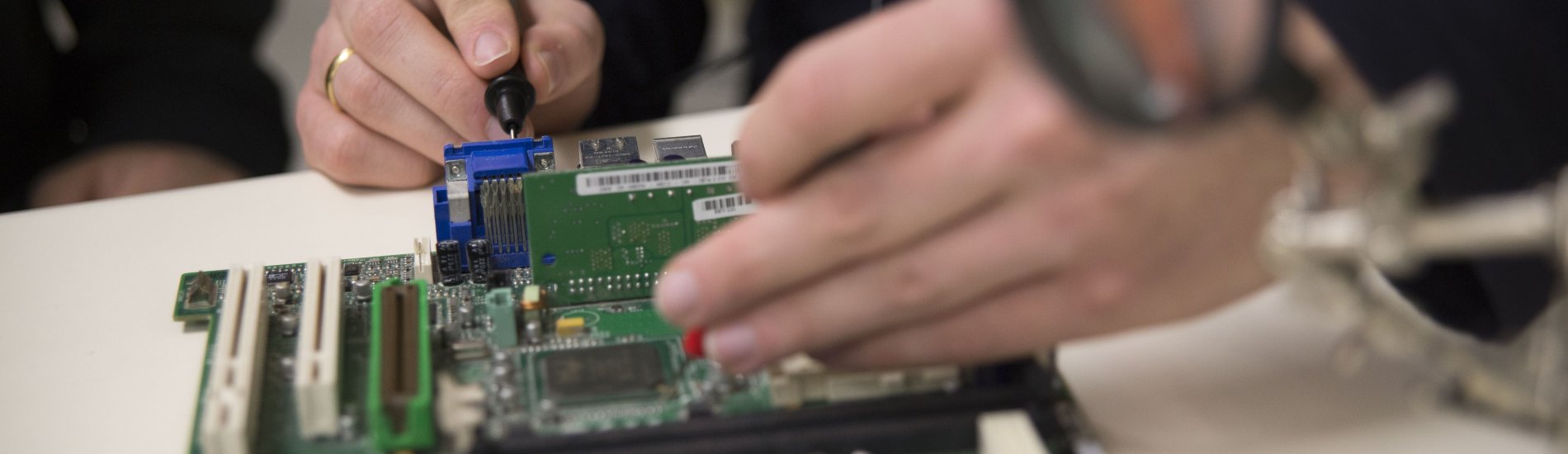 student working on ece lab 